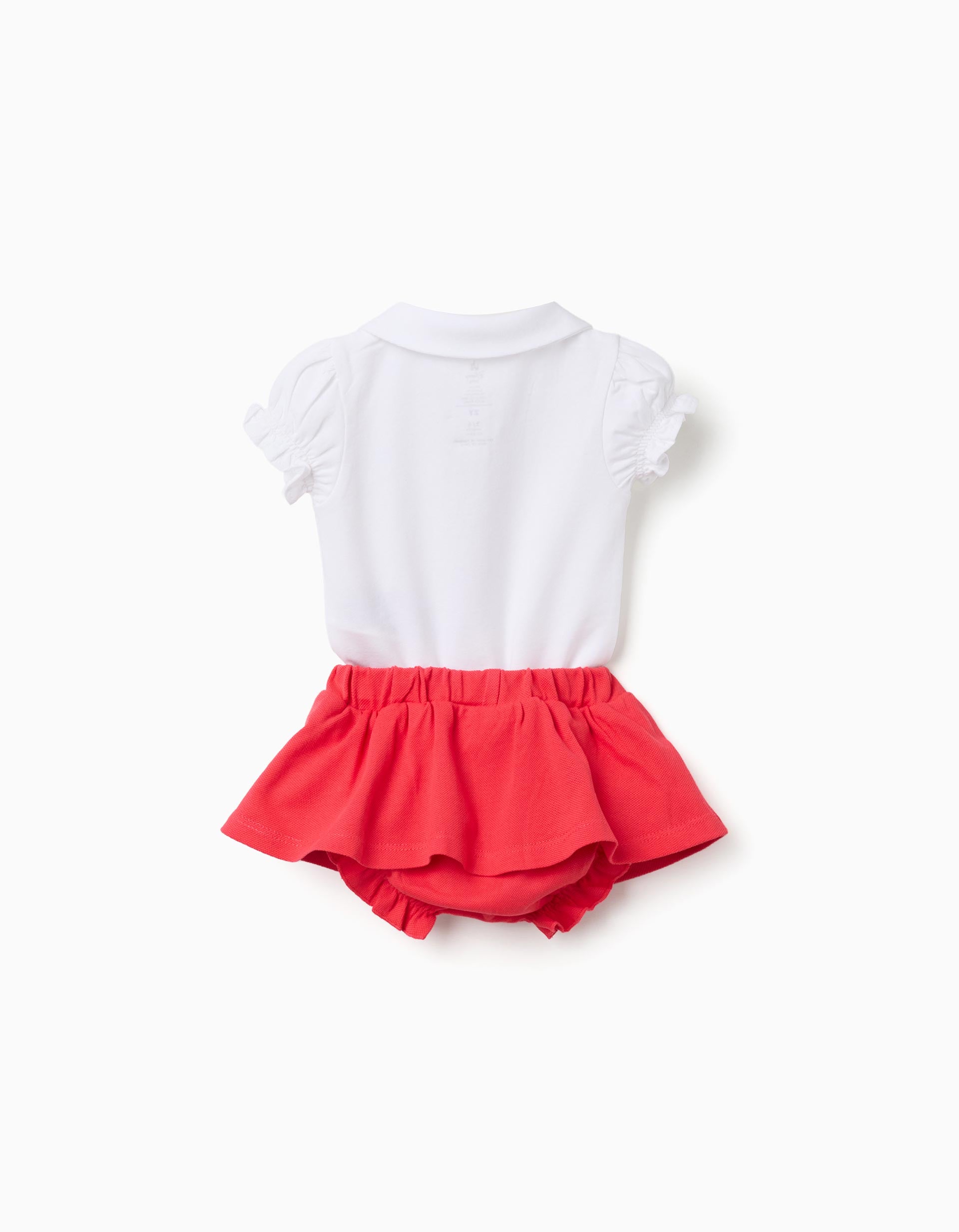 Body com estampado Minnie + saia para recém-nascida, branco/vermelho