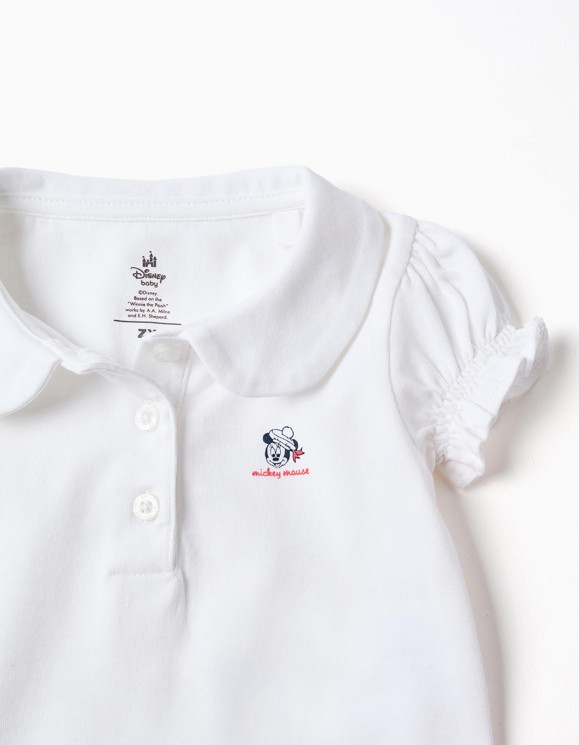 Body com estampado Minnie + saia para recém-nascida, branco/vermelho