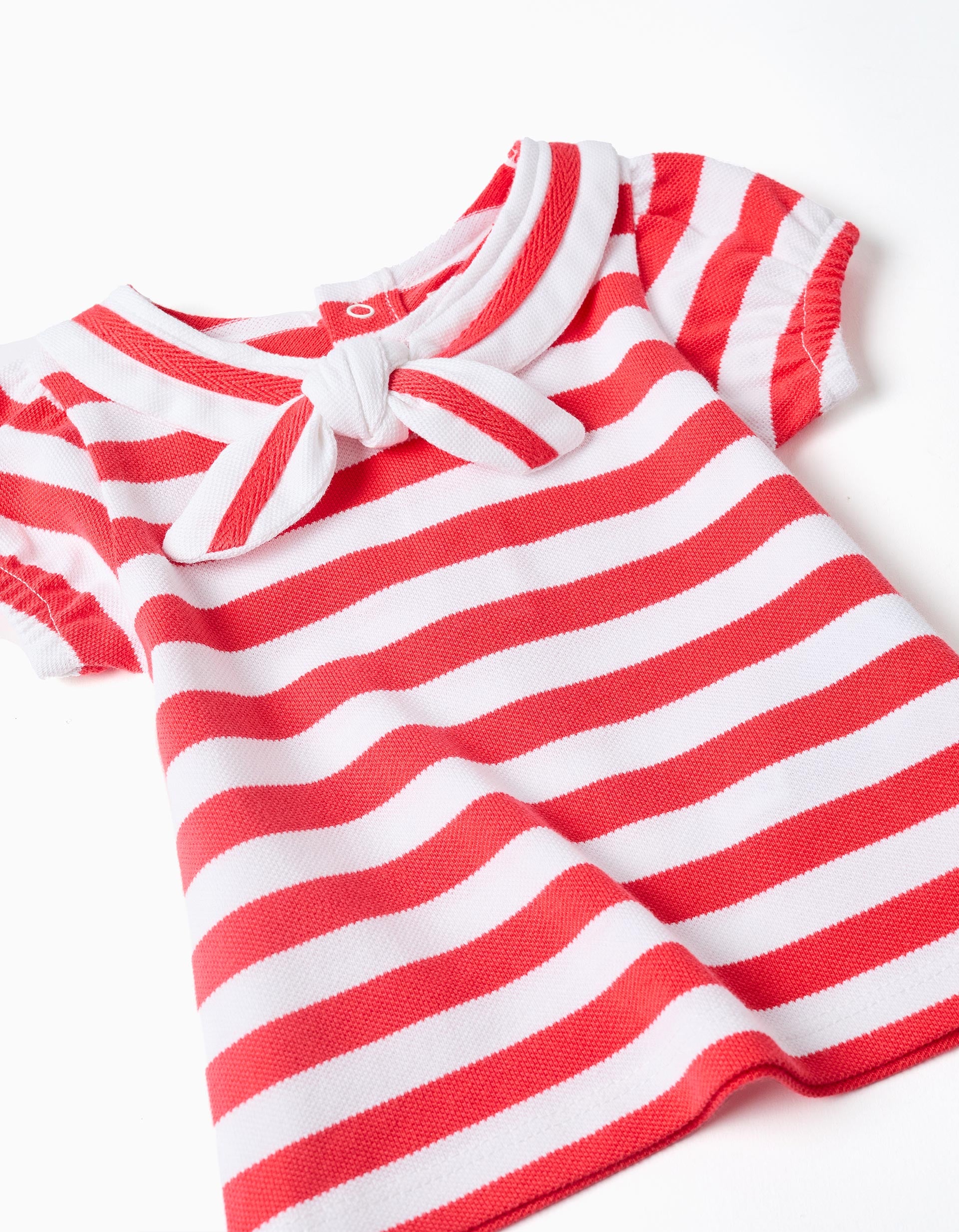 T-shirt + tapa-fraldas às riscas para recém-nascida, branco/vermelho