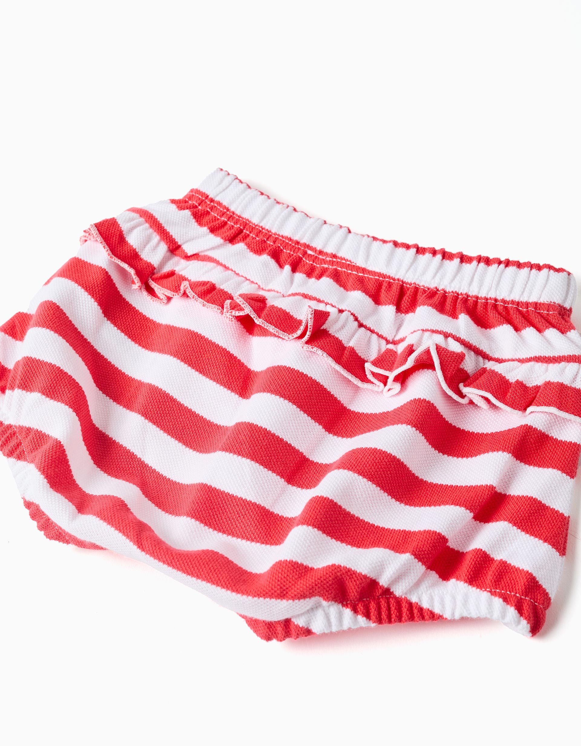 T-shirt + tapa-fraldas às riscas para recém-nascida, branco/vermelho