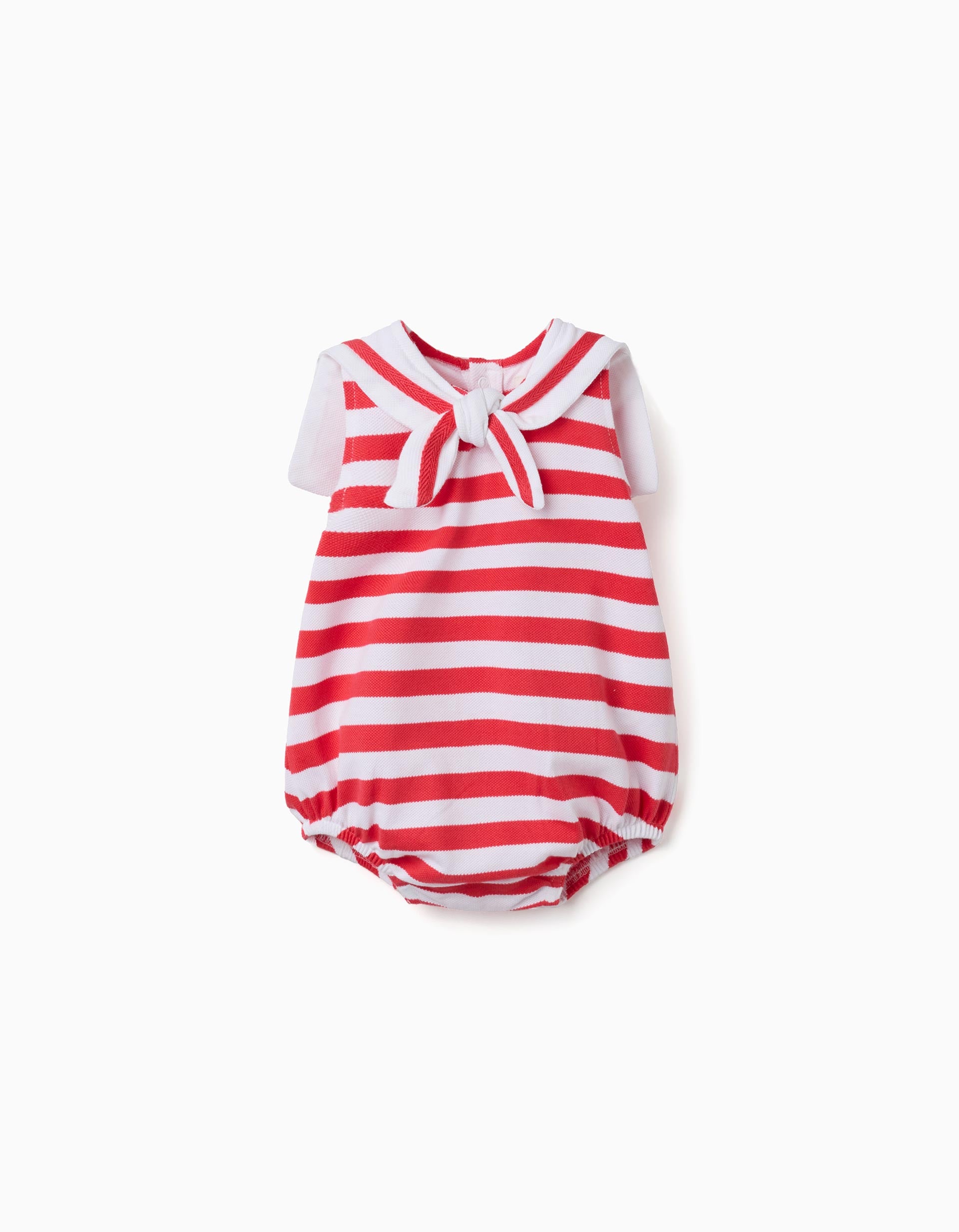 Fofo de malha de algodão às riscas para recém-nascidos, vermelho/branco