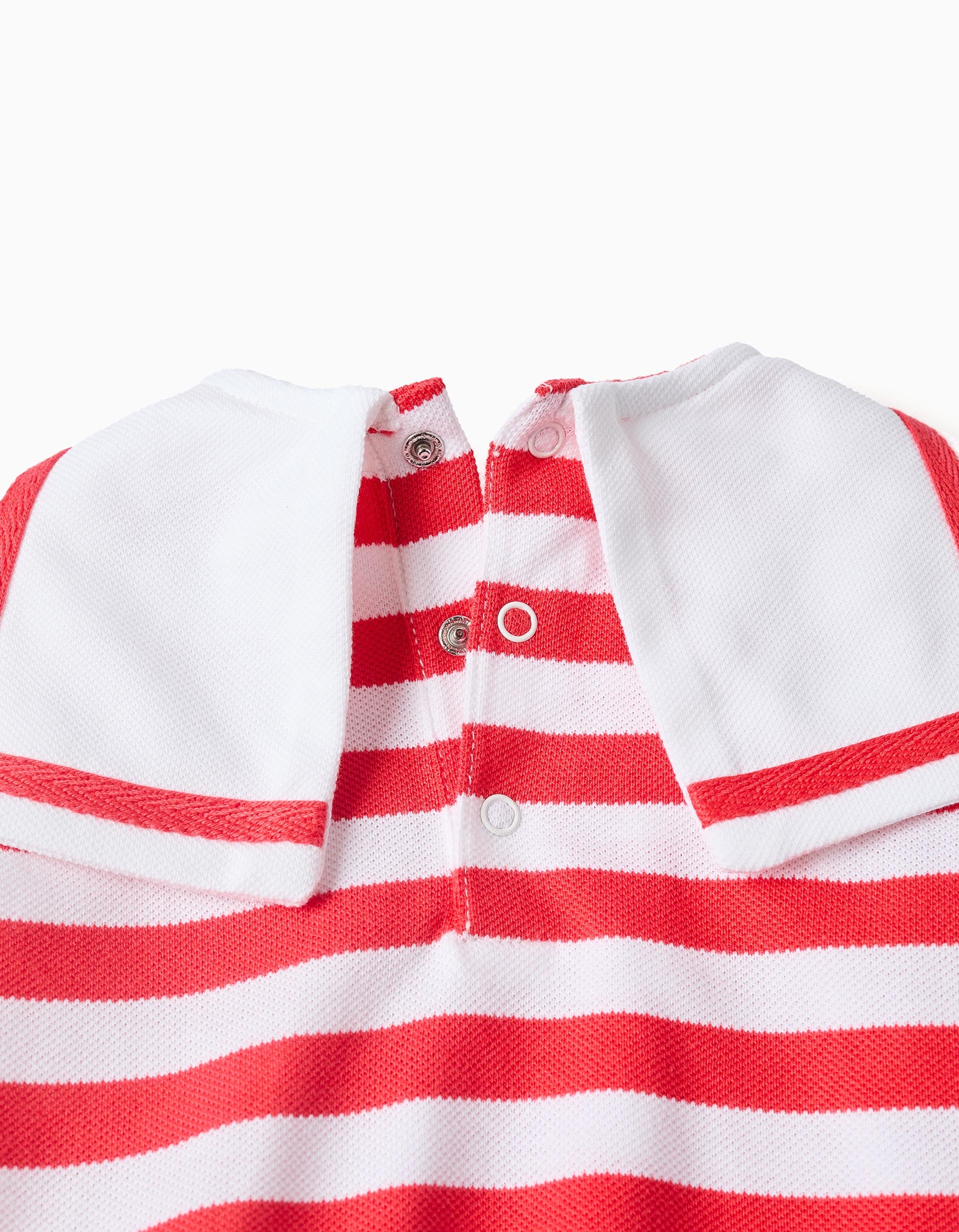Fofo de malha de algodão às riscas para recém-nascidos, vermelho/branco
