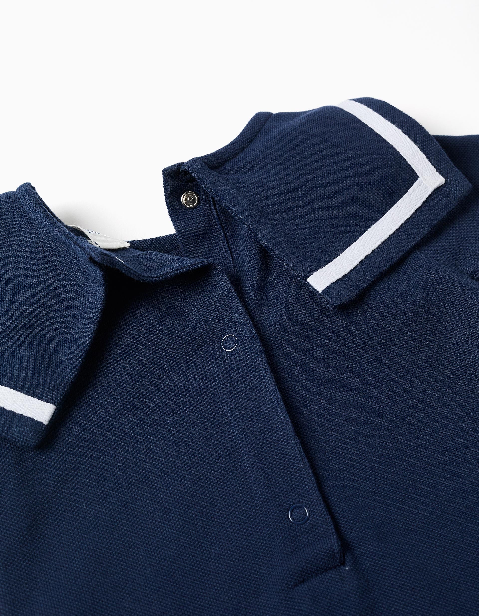 Macacão em piqué com gola marinheiro para recém-nascido, azul-escuro