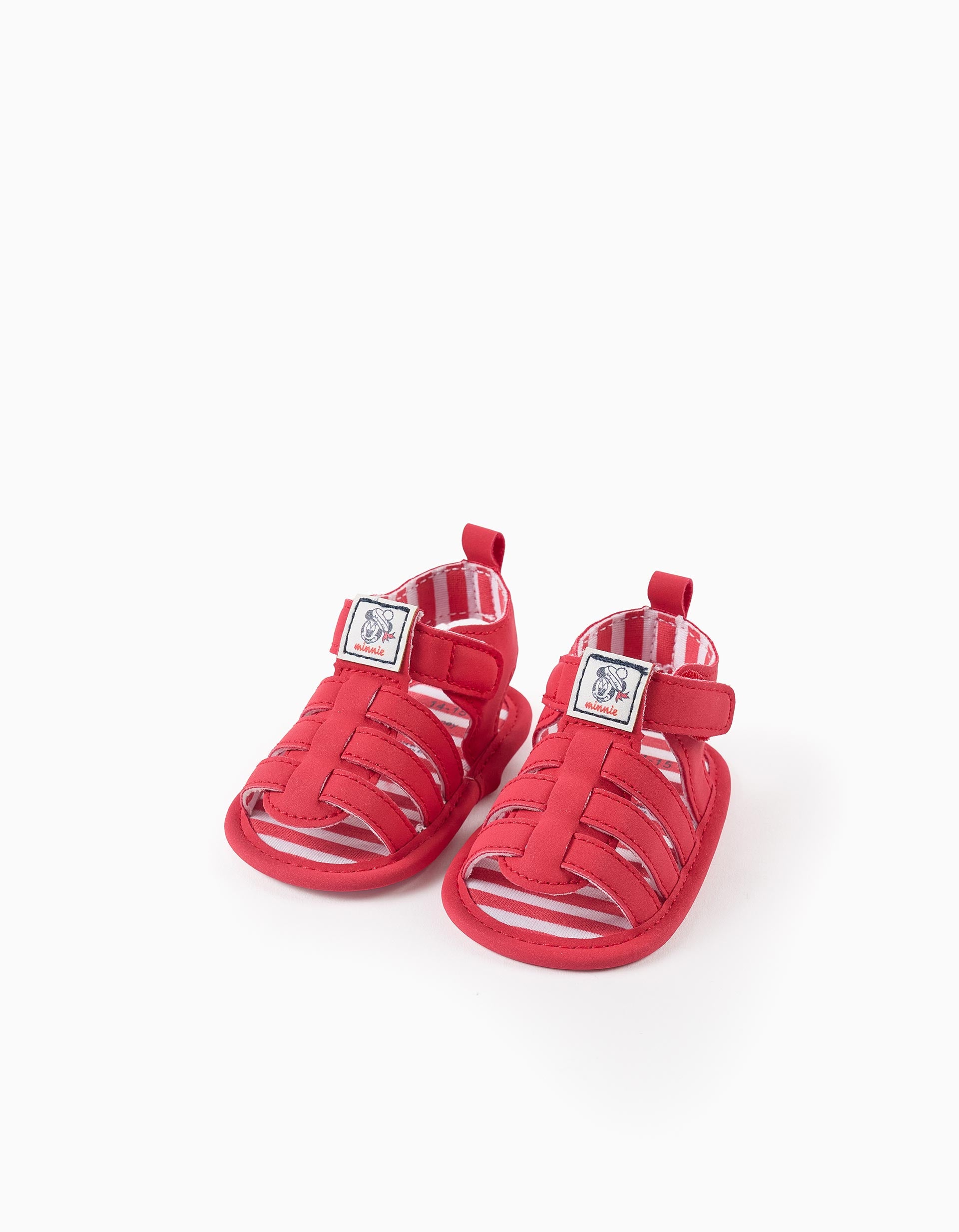 Sandálias com estampado Minnie para recém-nascida, vermelho