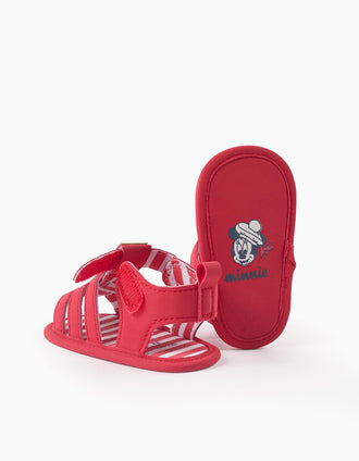 Sandalias con estampado de Minnie para recién nacida, rojo