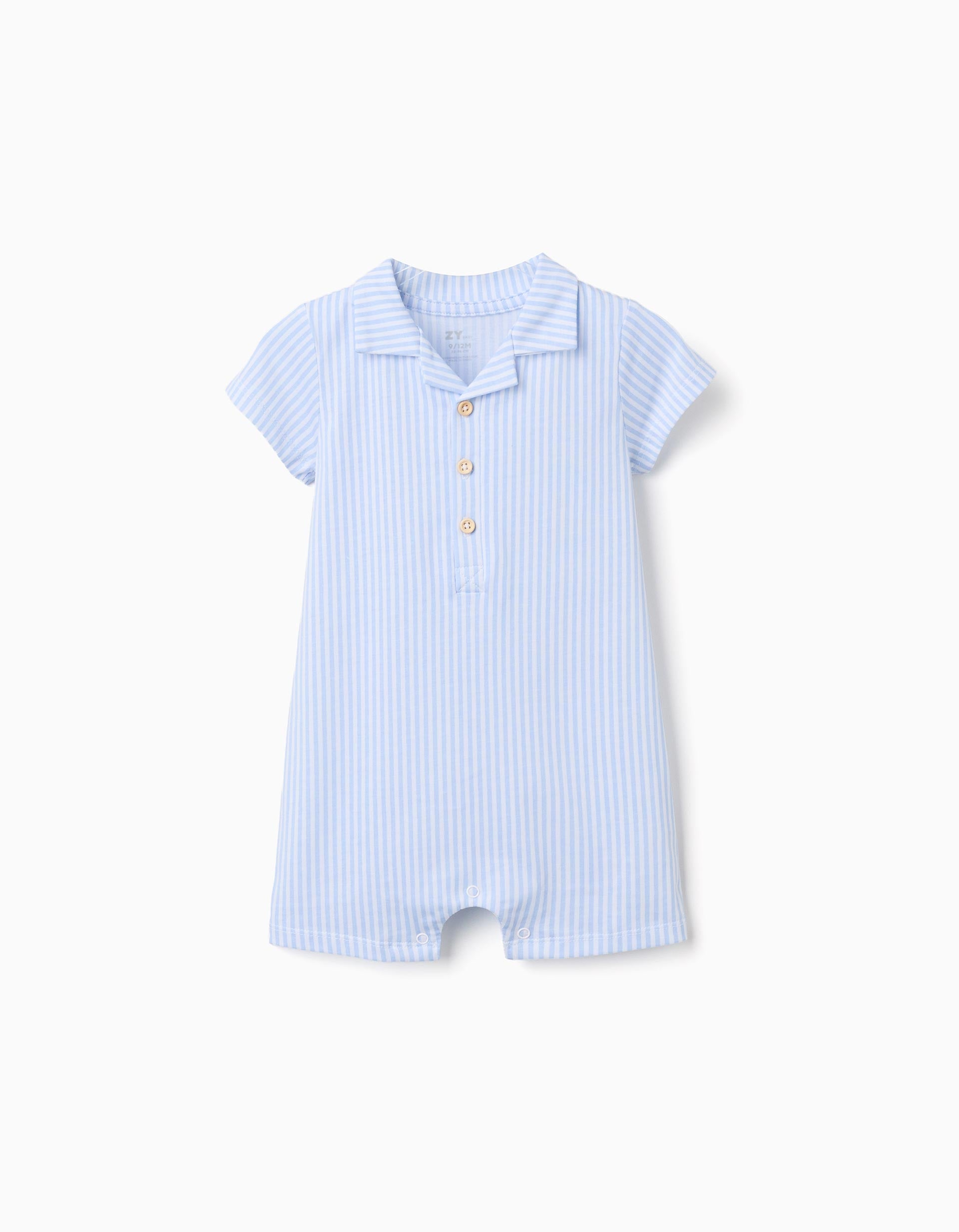 Combishort en coton à rayures pour nouveau-né et bébé, blanc/bleu