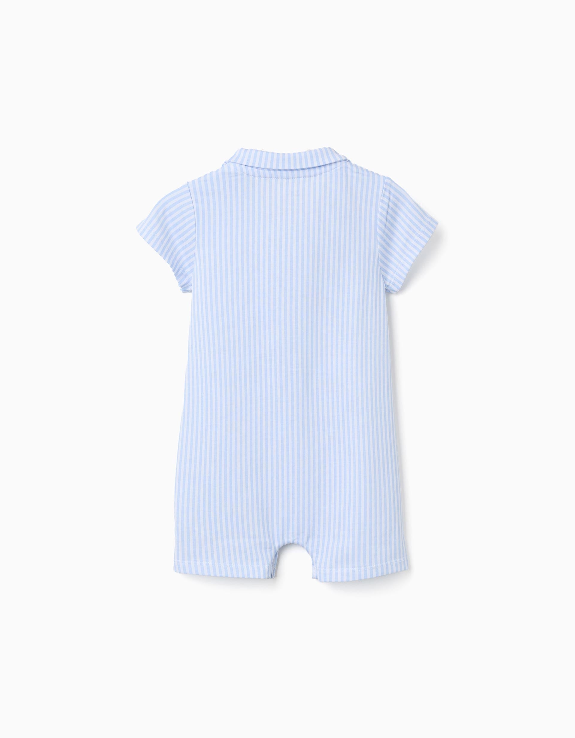 Combishort en coton à rayures pour nouveau-né et bébé, blanc/bleu