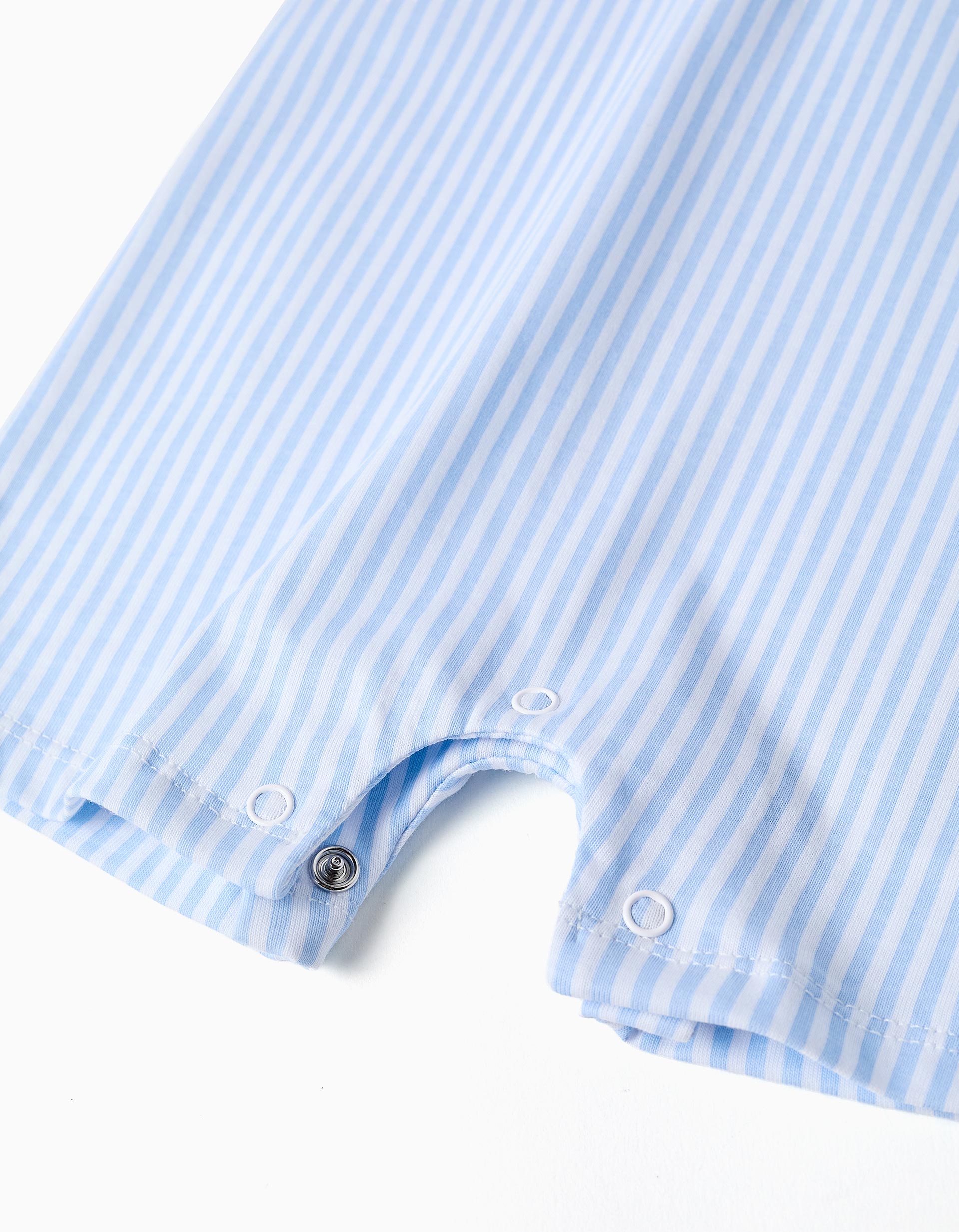 Combishort en coton à rayures pour nouveau-né et bébé, blanc/bleu