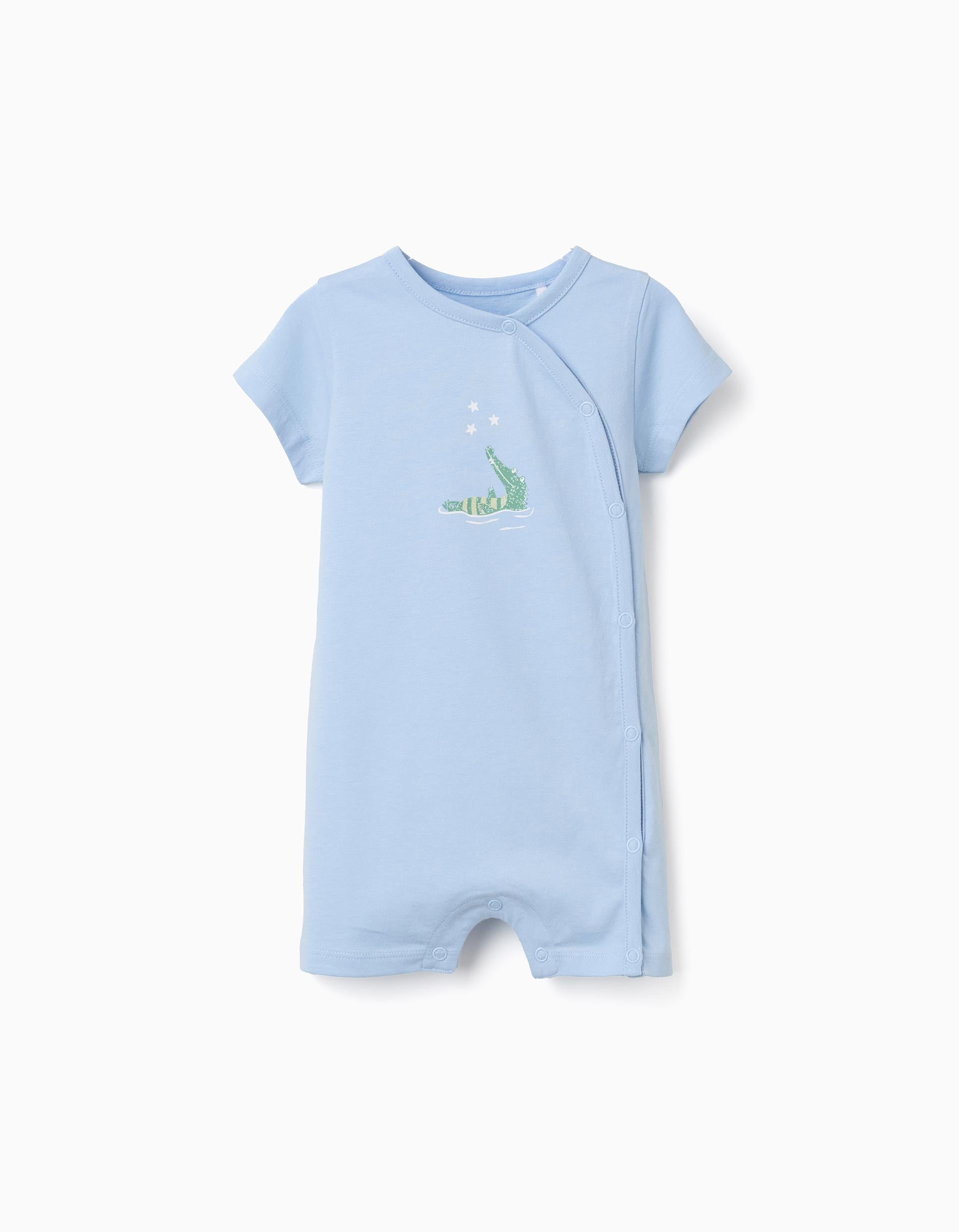 Pijama-macacão de algodão com crocodilo para recém-nascido e bebé, azul