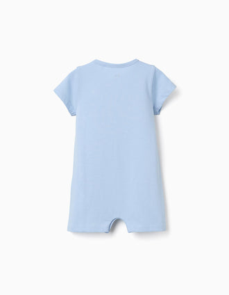 Cotton romper with crocodile print for newborn and baby boys, blue