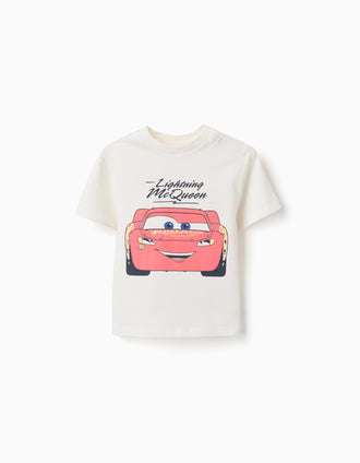 T-shirt en coton avec Flash McQueen pour bébé et garçon, blanc