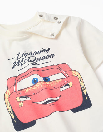 T-shirt en coton avec Flash McQueen pour bébé et garçon, blanc
