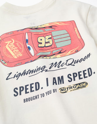 T-shirt en coton avec Flash McQueen pour bébé et garçon, blanc