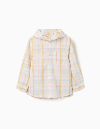 Chemise à carreaux et capuche B&S pour garçon, blanc/jaune/bleu/rouge