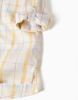 Chemise à carreaux et capuche B&S pour garçon, blanc/jaune/bleu/rouge