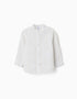 Camisa de algodão às riscas B&S para bebé menino, branco/amarelo/azul