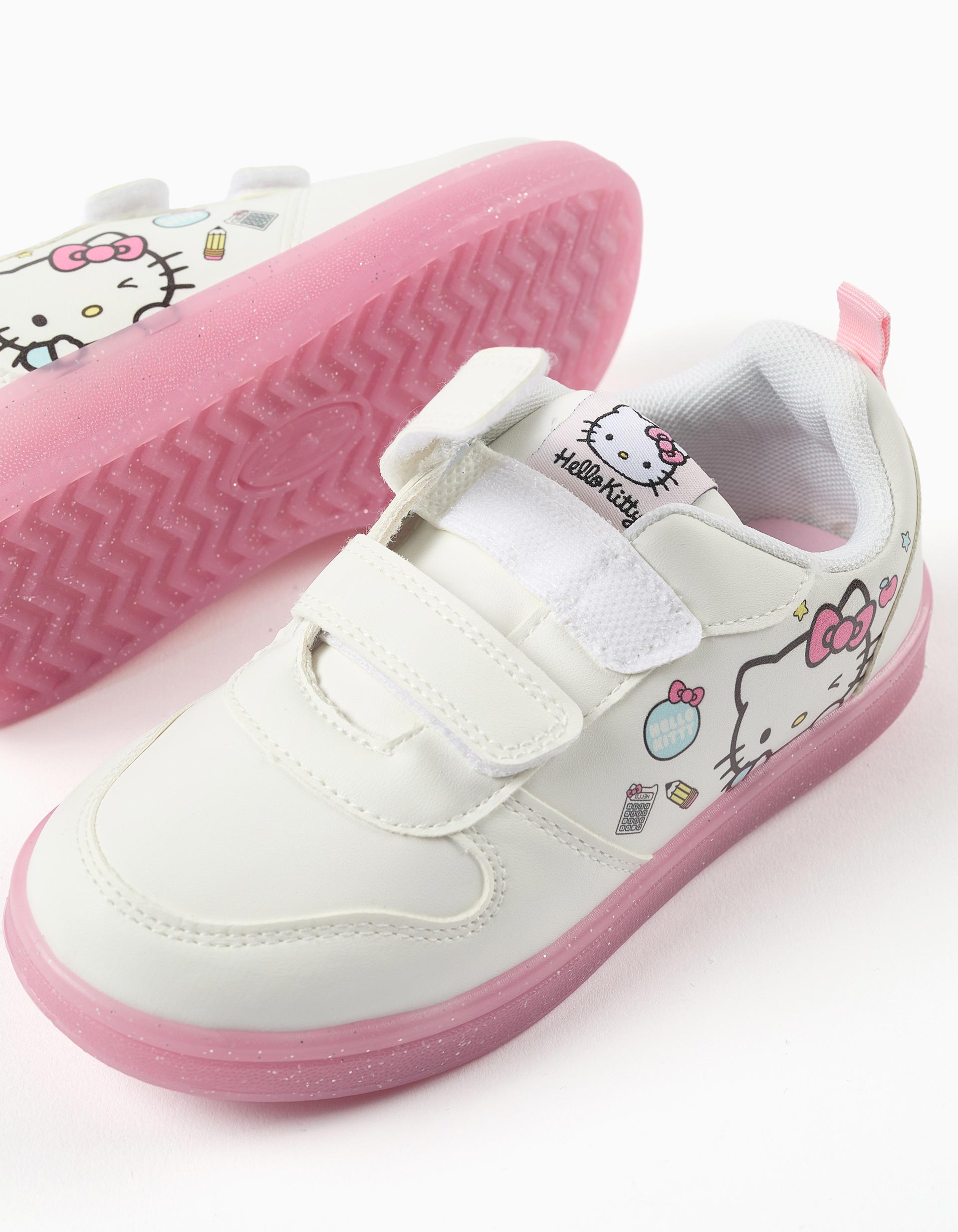 Trainers with Hello Kitty print for girls, white/pink
