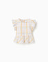 Blusa de algodón a cuadros con volantes B&S para niña, multicolor