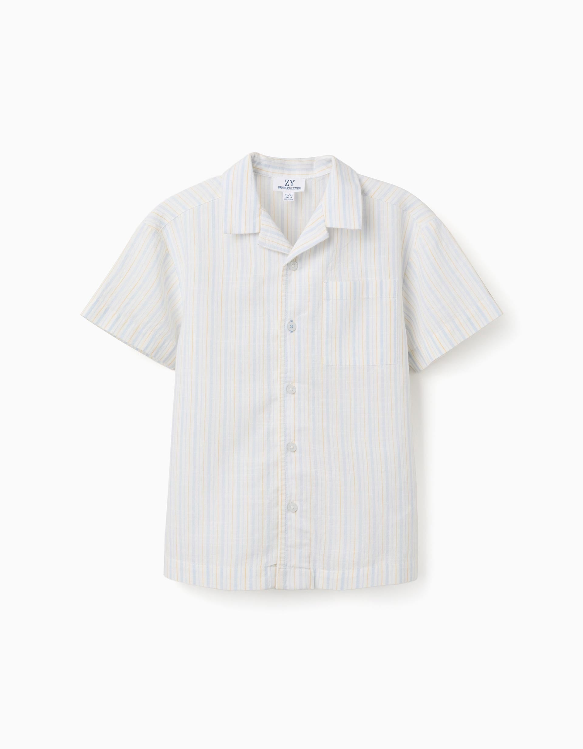 Chemise à manches courtes et rayures B&S pour garçon, blanc/jaune/bleu