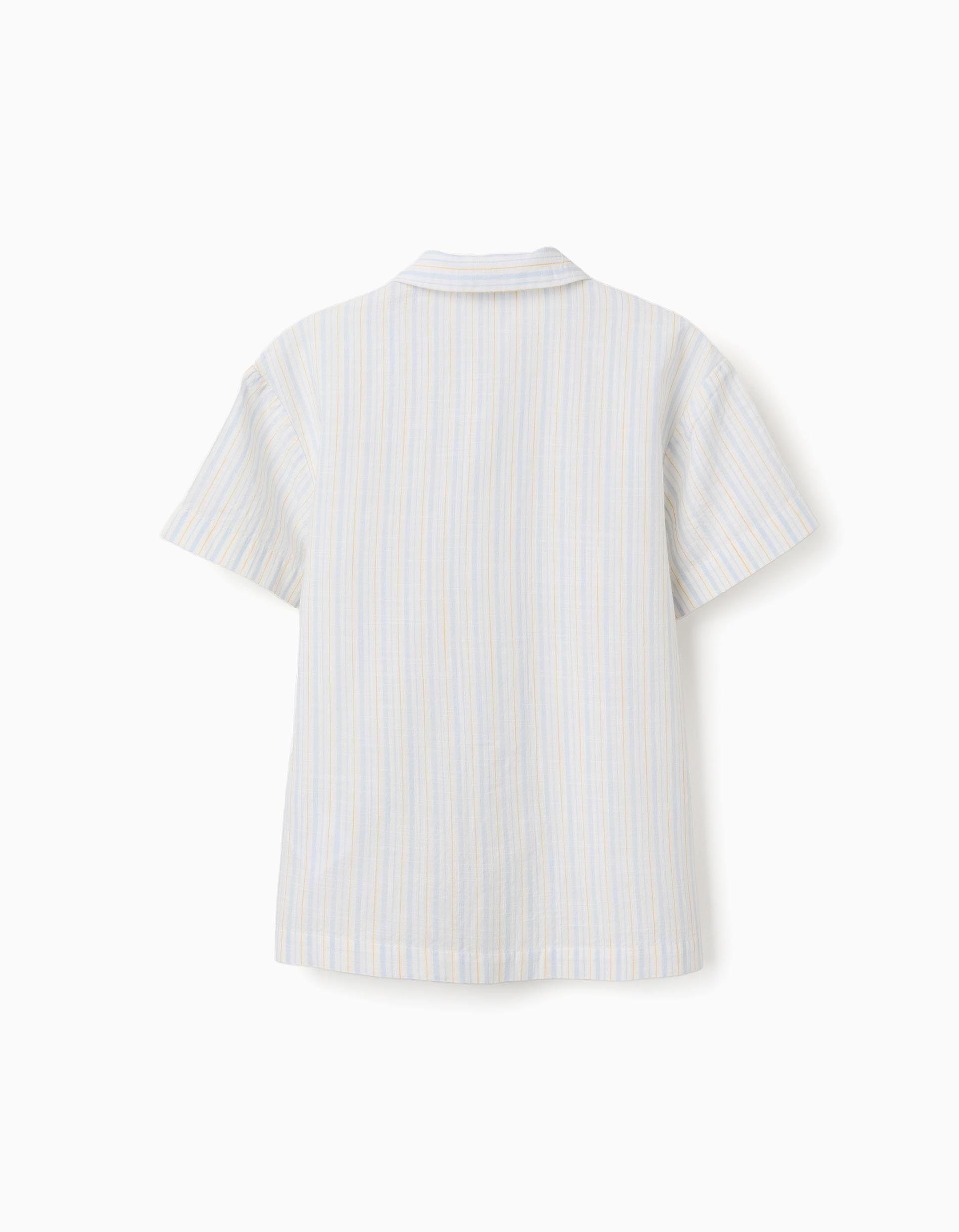 Chemise à manches courtes et rayures B&S pour garçon, blanc/jaune/bleu