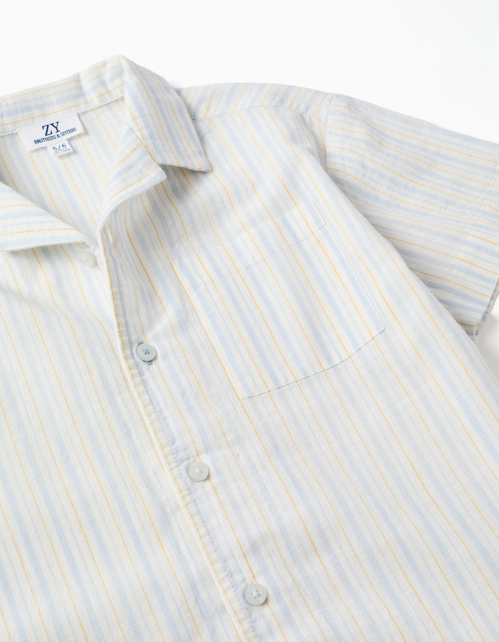 Chemise à manches courtes et rayures B&S pour garçon, blanc/jaune/bleu