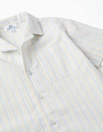 Chemise à manches courtes et rayures B&S pour garçon, blanc/jaune/bleu