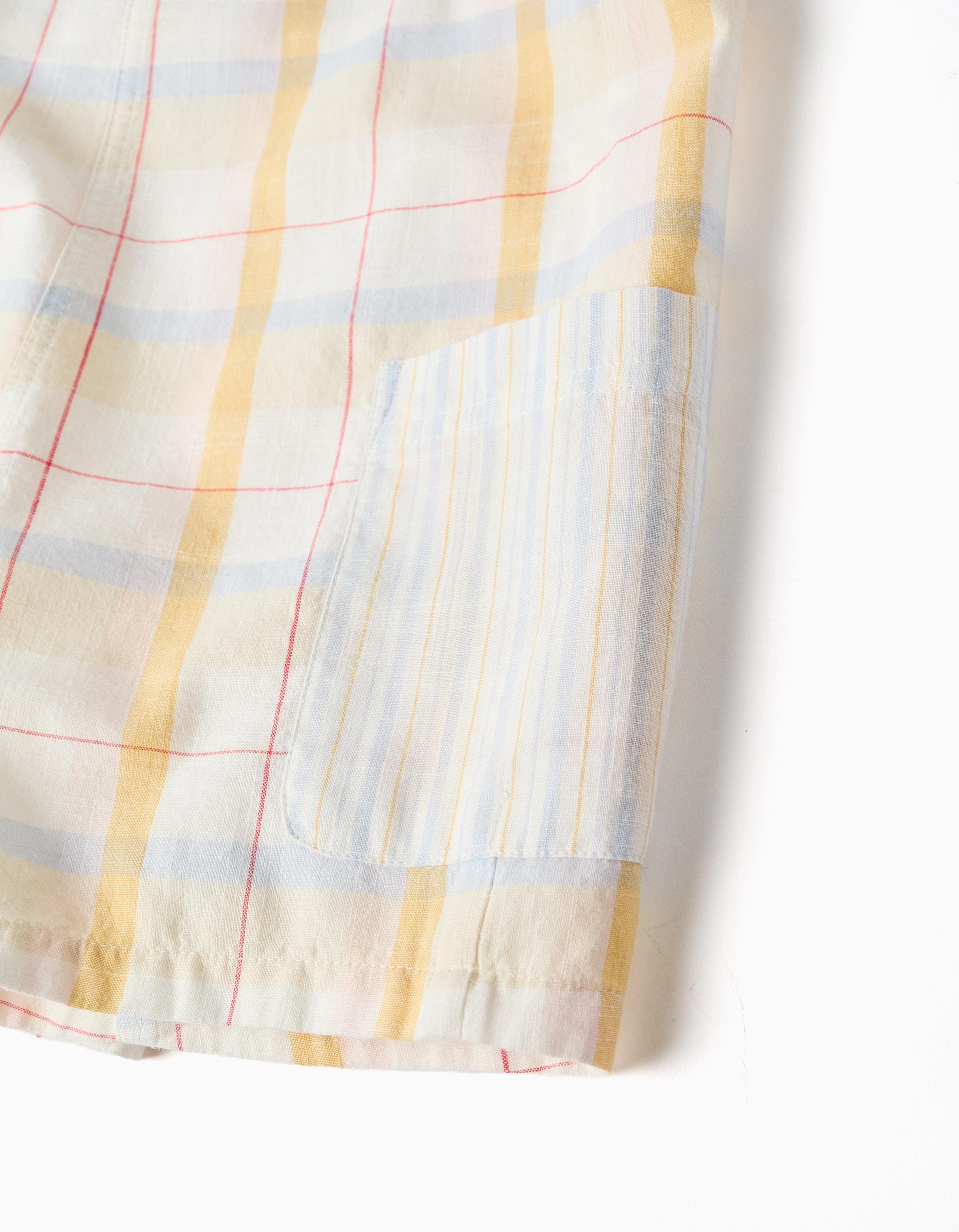 Checked cotton dungarees B&S for baby boys, white/yellow/blue/red