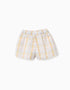 Calções de algodão aos quadrados com cordão B&S para menina, multicolor