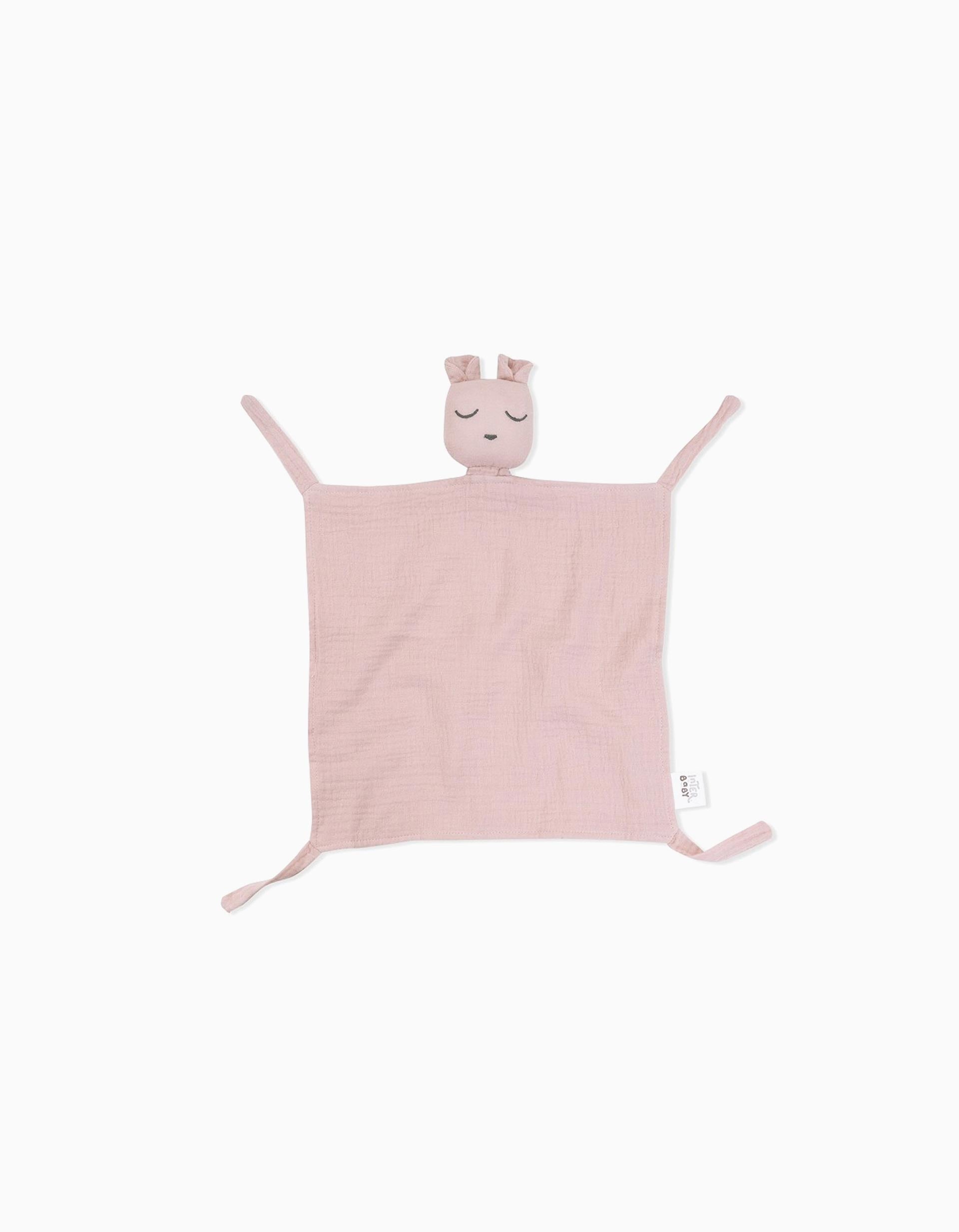 Ensemble Doudou + Bandana + Anneau de Dentition Interbaby 0M+, Rose