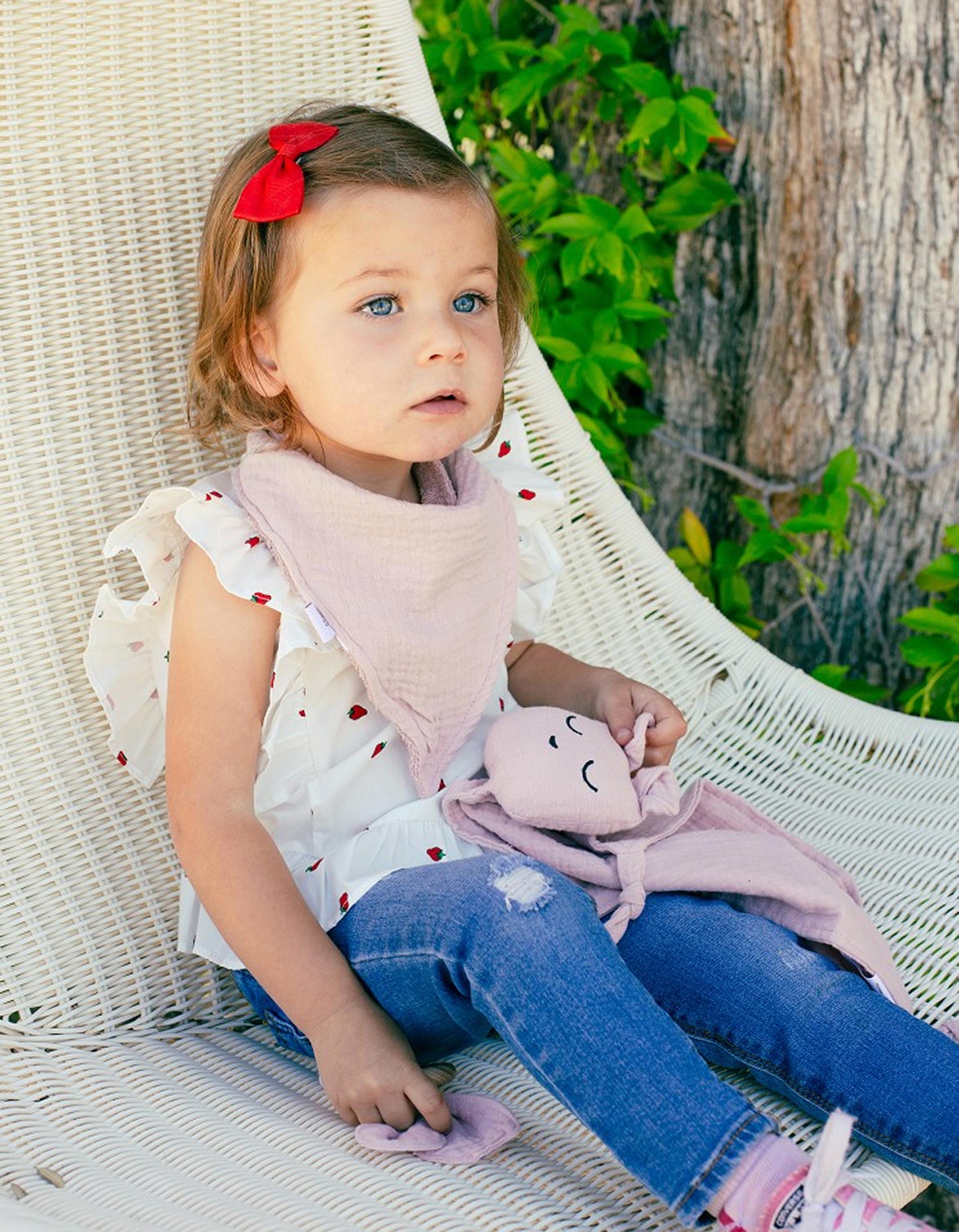 Ensemble Doudou + Bandana + Anneau de Dentition Interbaby 0M+, Rose