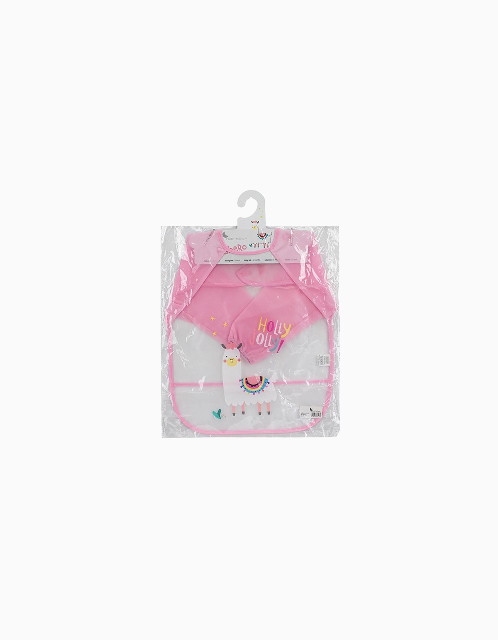 Waterproof Bib with Sleeves 'Llama' Interbaby, Pink