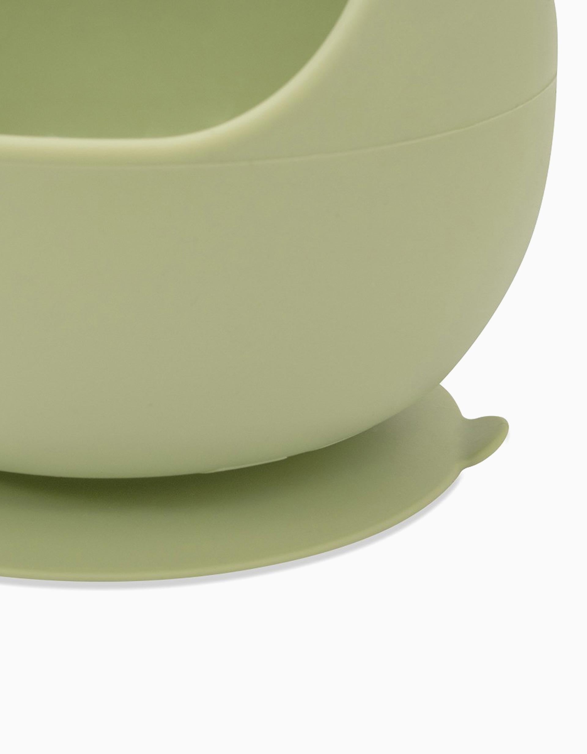 Bowl with Suction Cup + Spoon of Silicone Interbaby 4M+, Green
