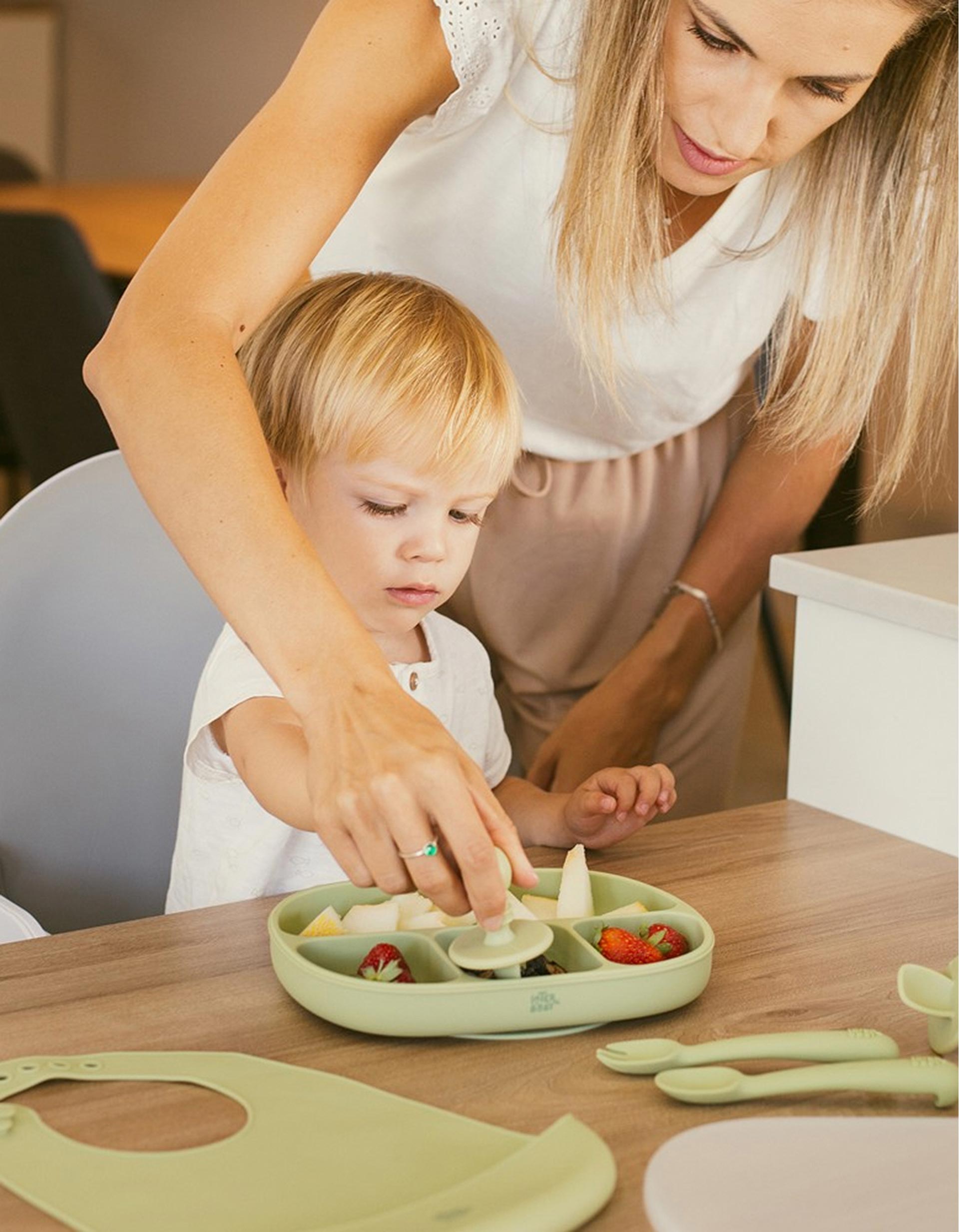 Pack of Silicone Starter Cutlery Anti-Choking Interbaby 4M+, Green