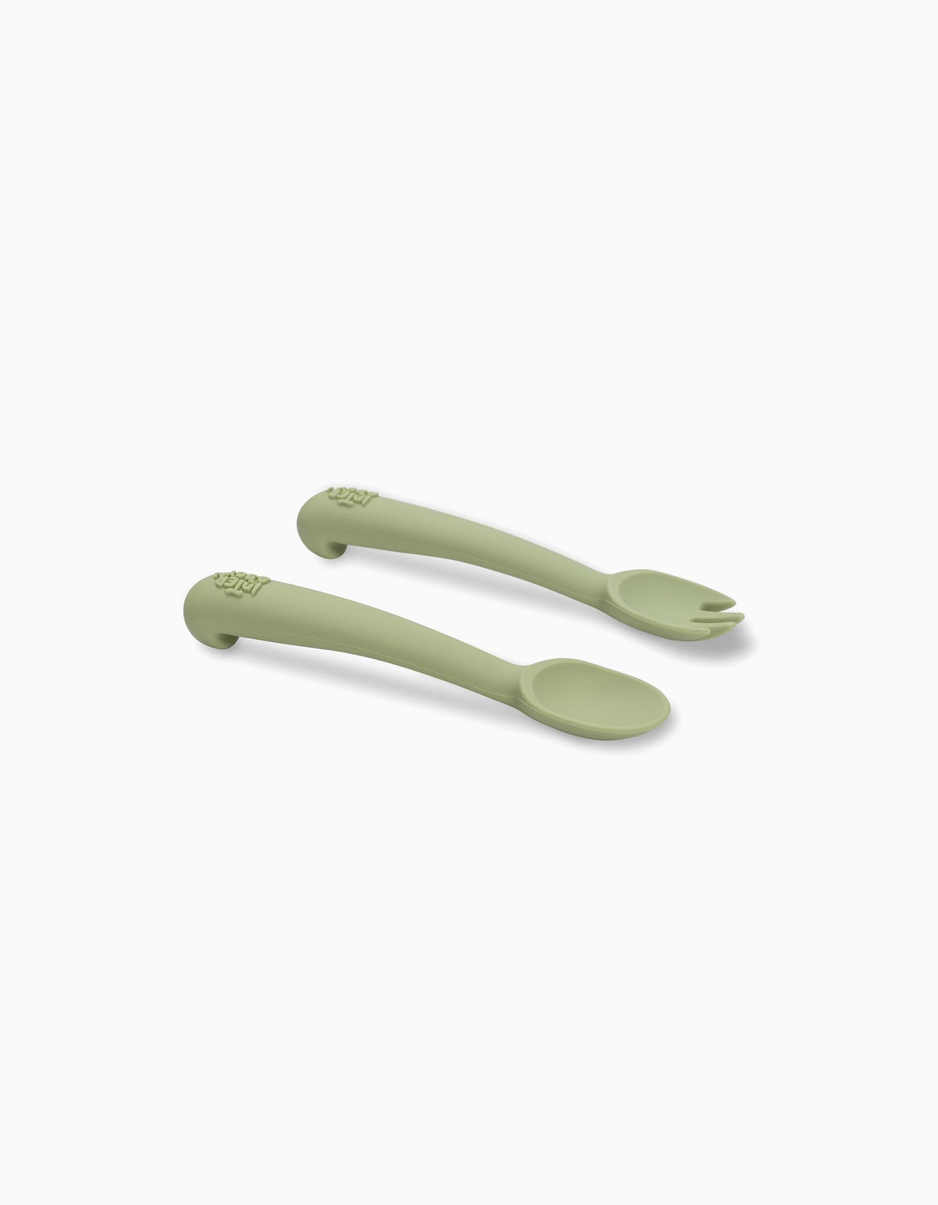 Silicone Spoon + Fork Interbaby 6M+, Verde