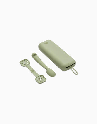 Porta-Talheres + Colher + Suporte para Babetes Interbaby 6M+, Verde