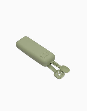 Porta-Talheres + Colher + Suporte para Babetes Interbaby 6M+, Verde