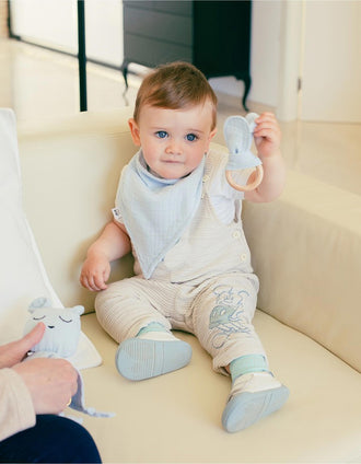 Ensemble Doudou + Bandana + Anneau de Dentition Interbaby 0M+, Bleu