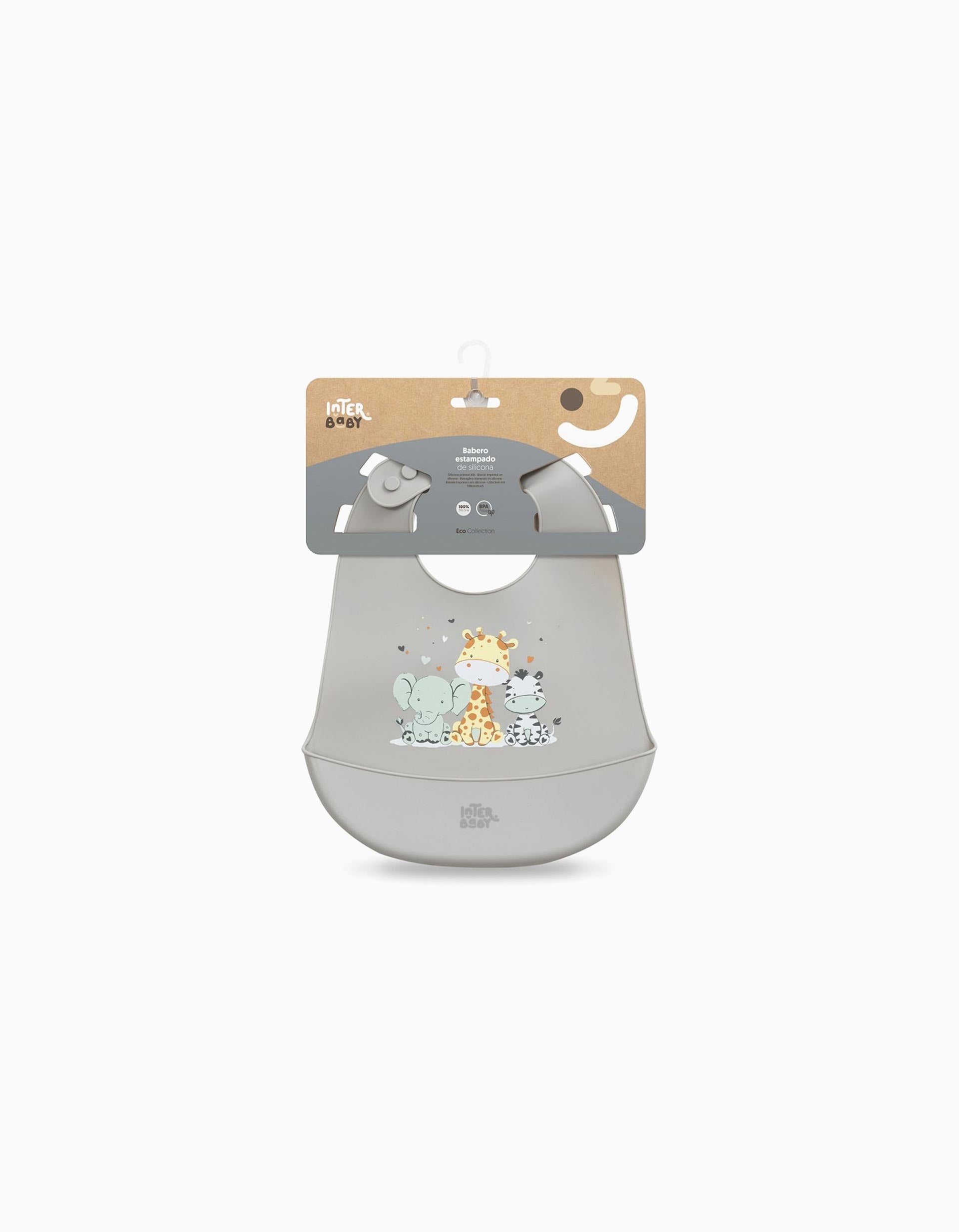 Silicone Bib 3 Friends Interbaby, Grey