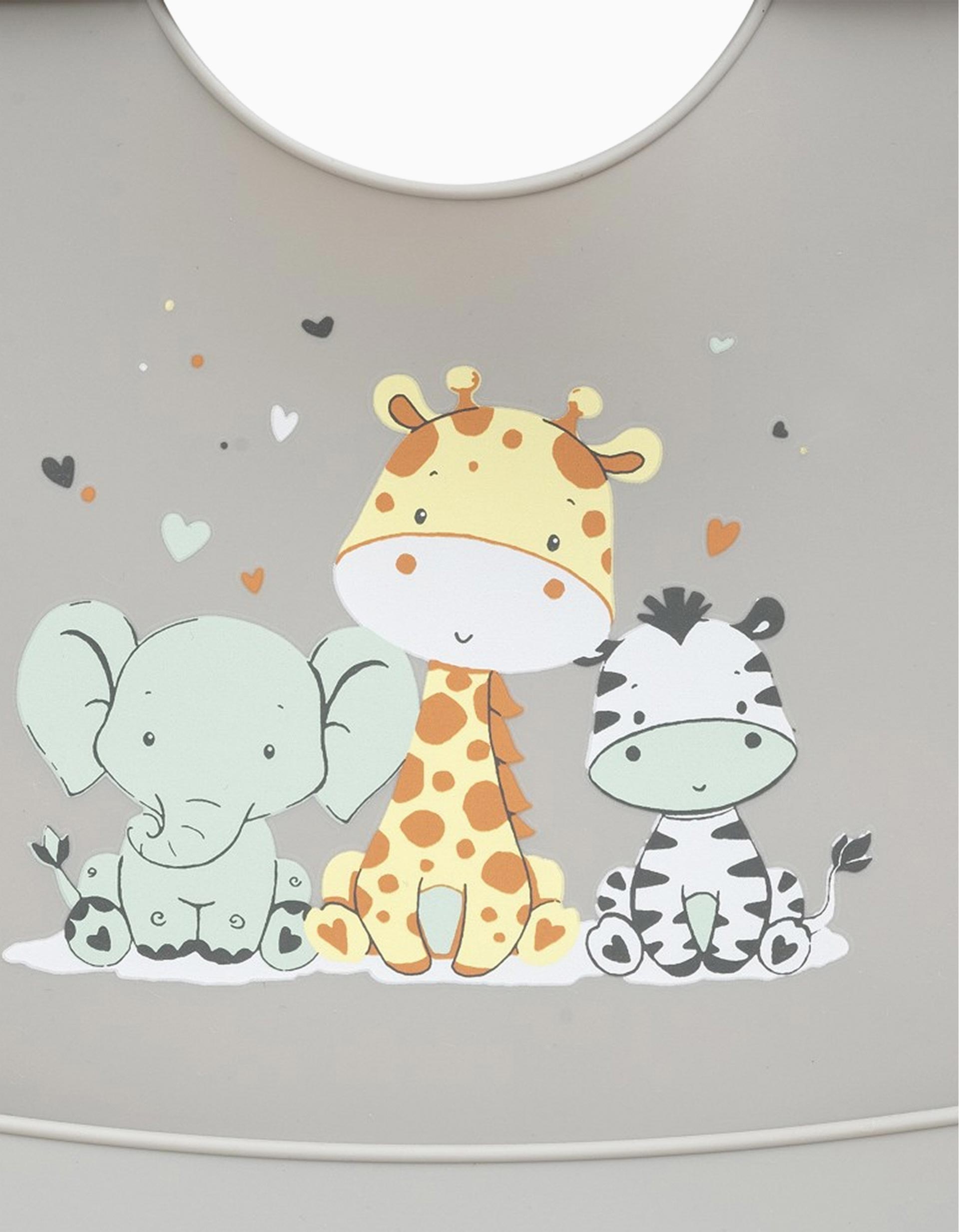 Silicone Bib 3 Friends Interbaby, Grey