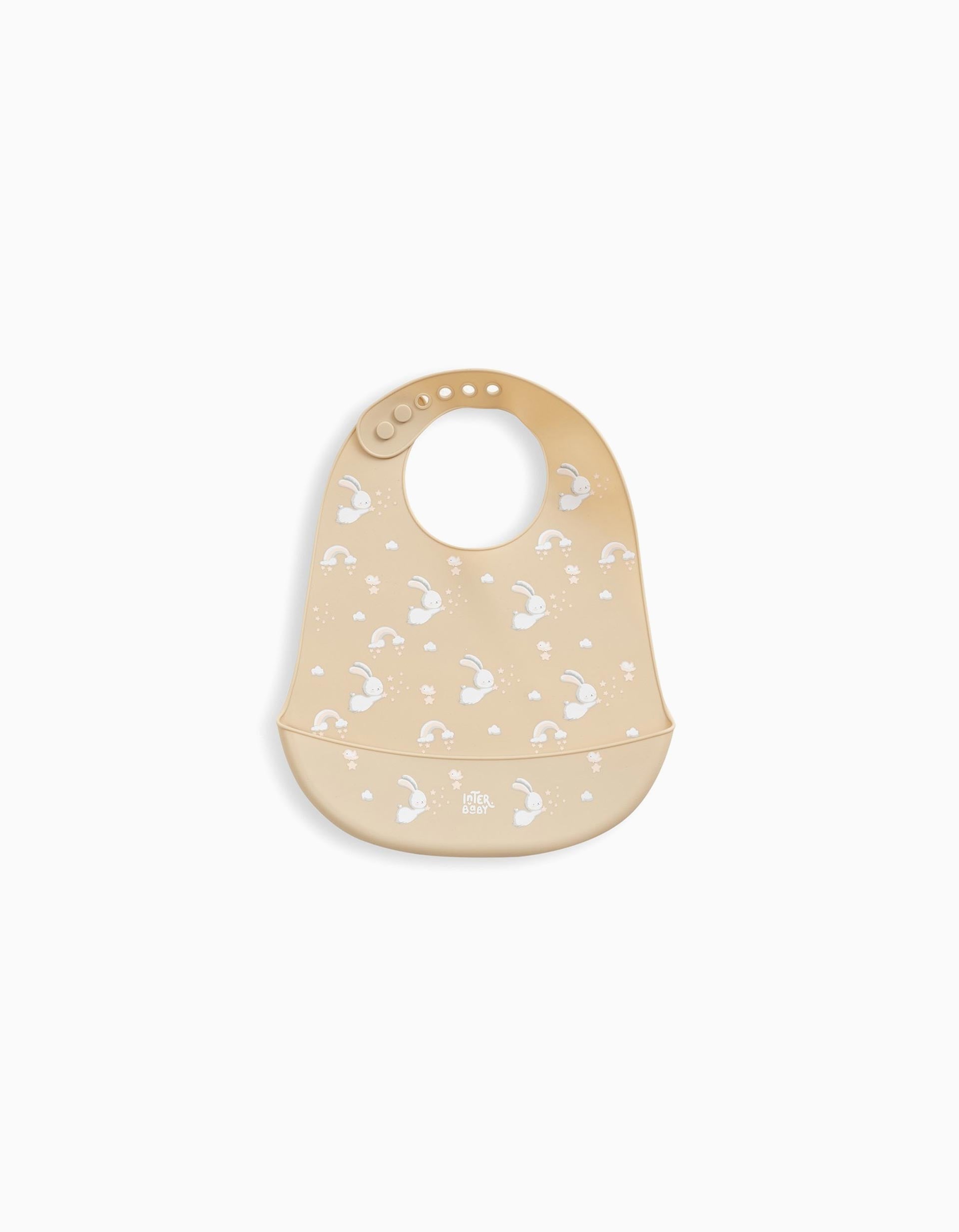 Silicone Bib Rabbits Interbaby, Beige