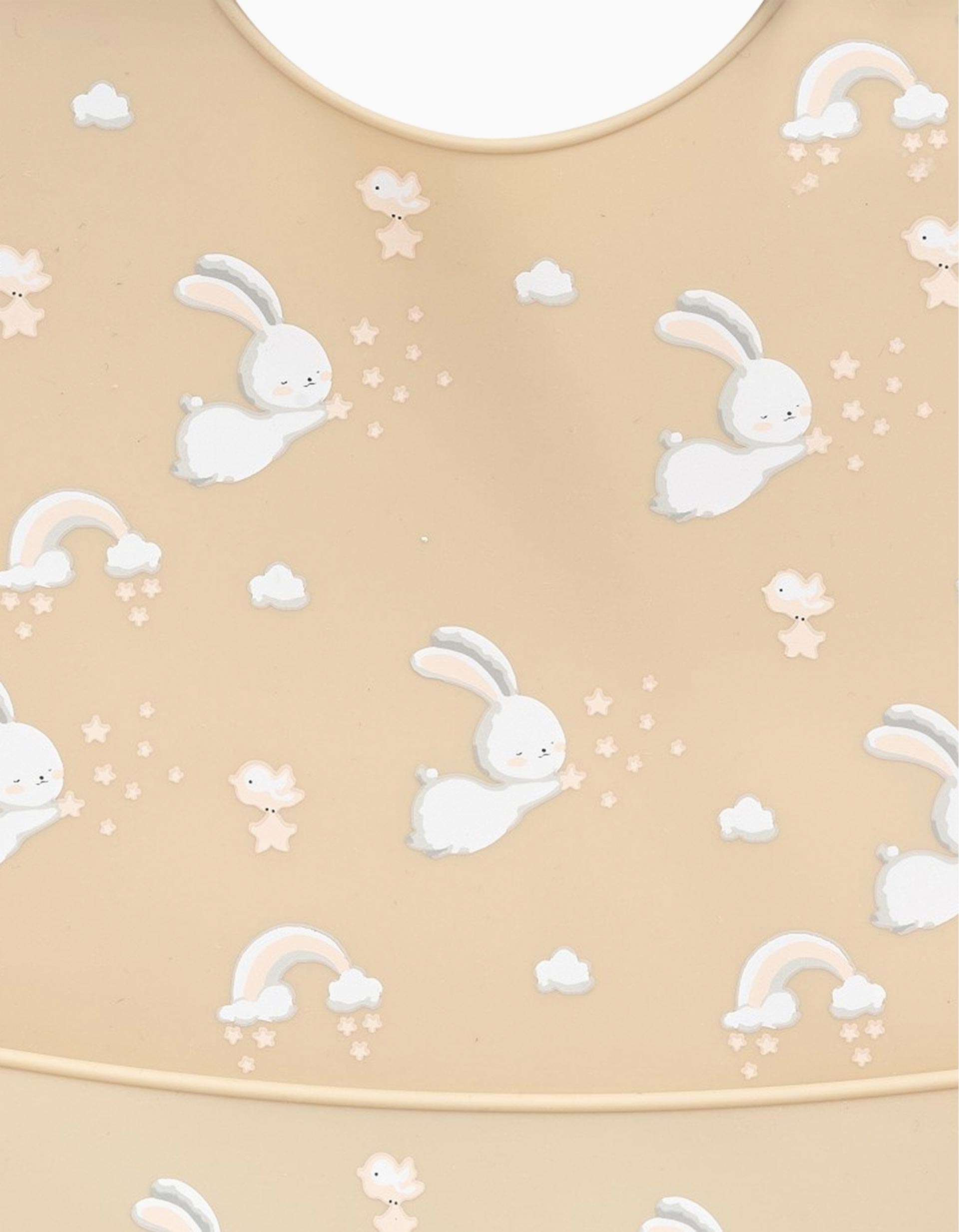 Silicone Bib Rabbits Interbaby, Beige