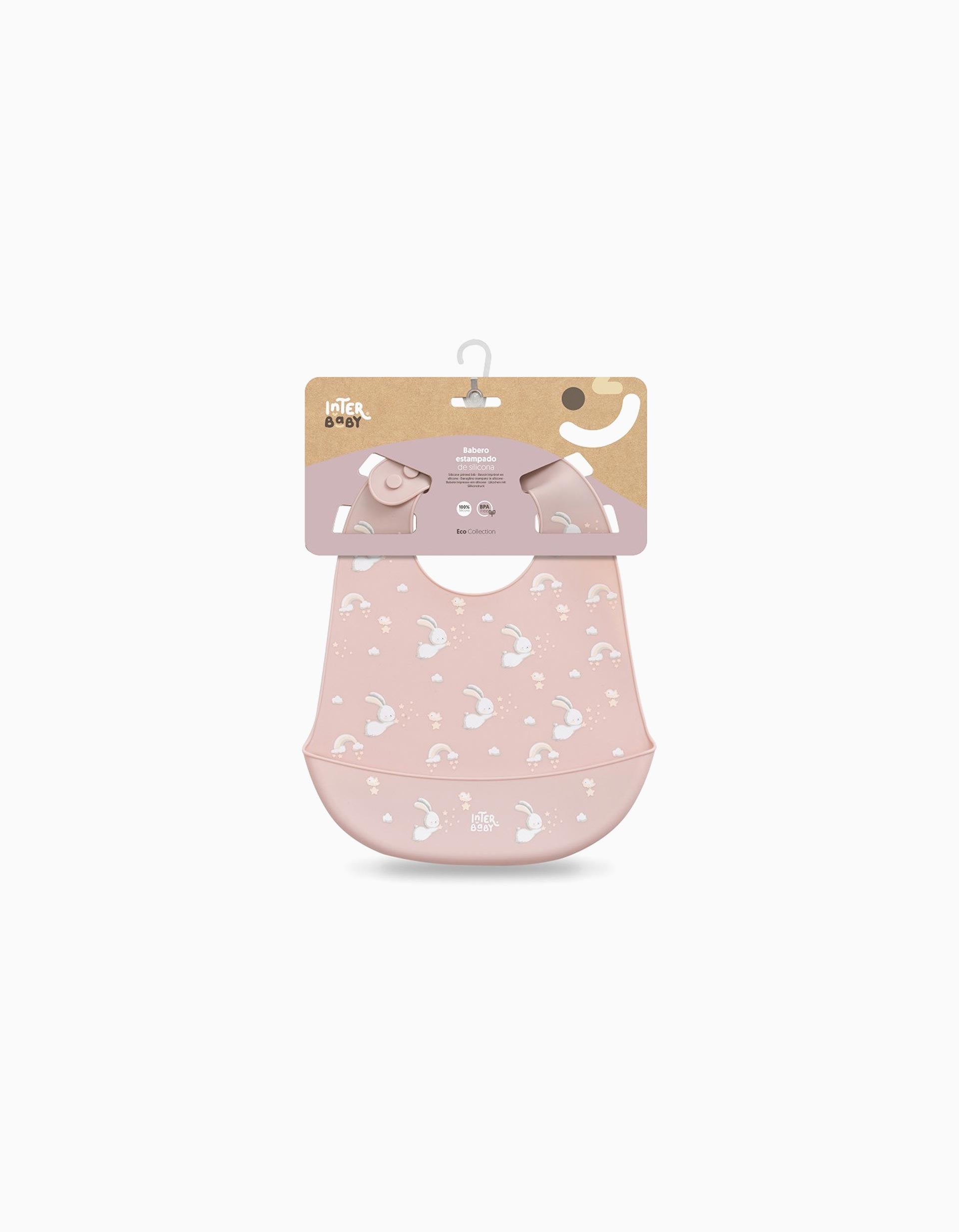 Silicone Bib Rabbits Interbaby, Pink