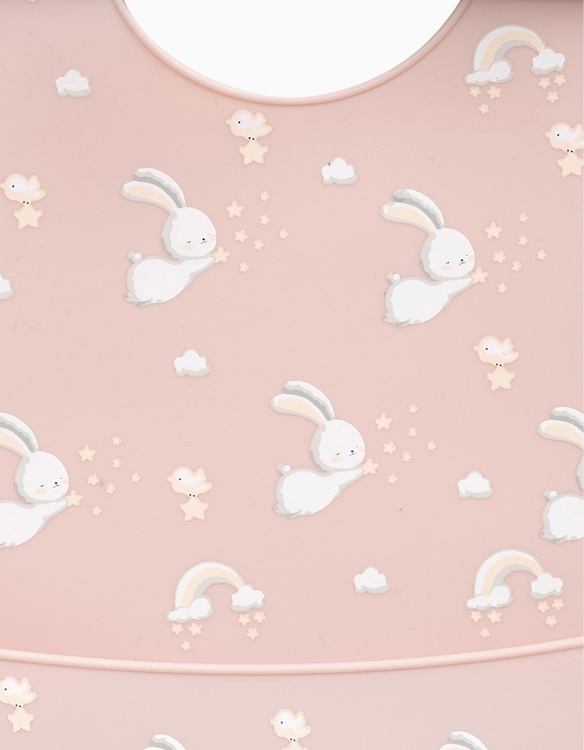 Silicone Bib Rabbits Interbaby, Pink
