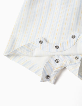 Cotton bodysuit + striped dungarees B&S for newborn boys, white/yellow/blue