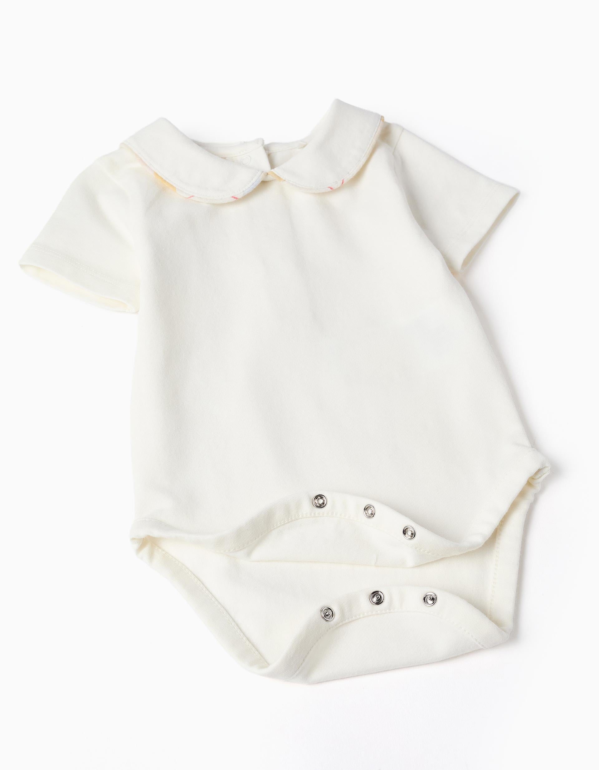 Cotton bodysuit + checked romper B&S for newborn boys, multicolour