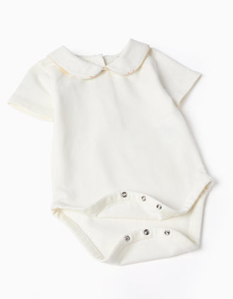 Cotton bodysuit + checked romper B&S for newborn boys, multicolour