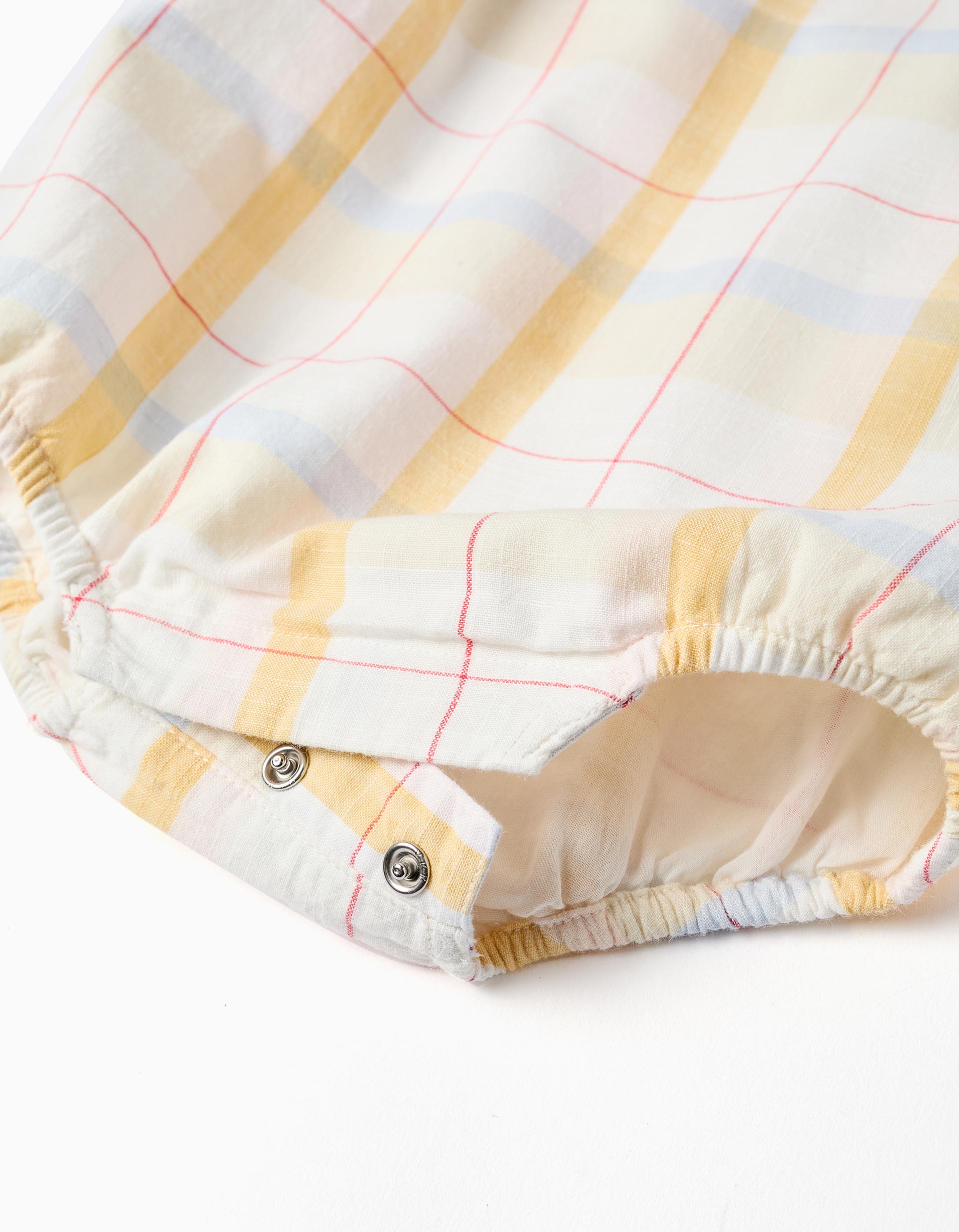 Cotton bodysuit + checked romper B&S for newborn boys, multicolour