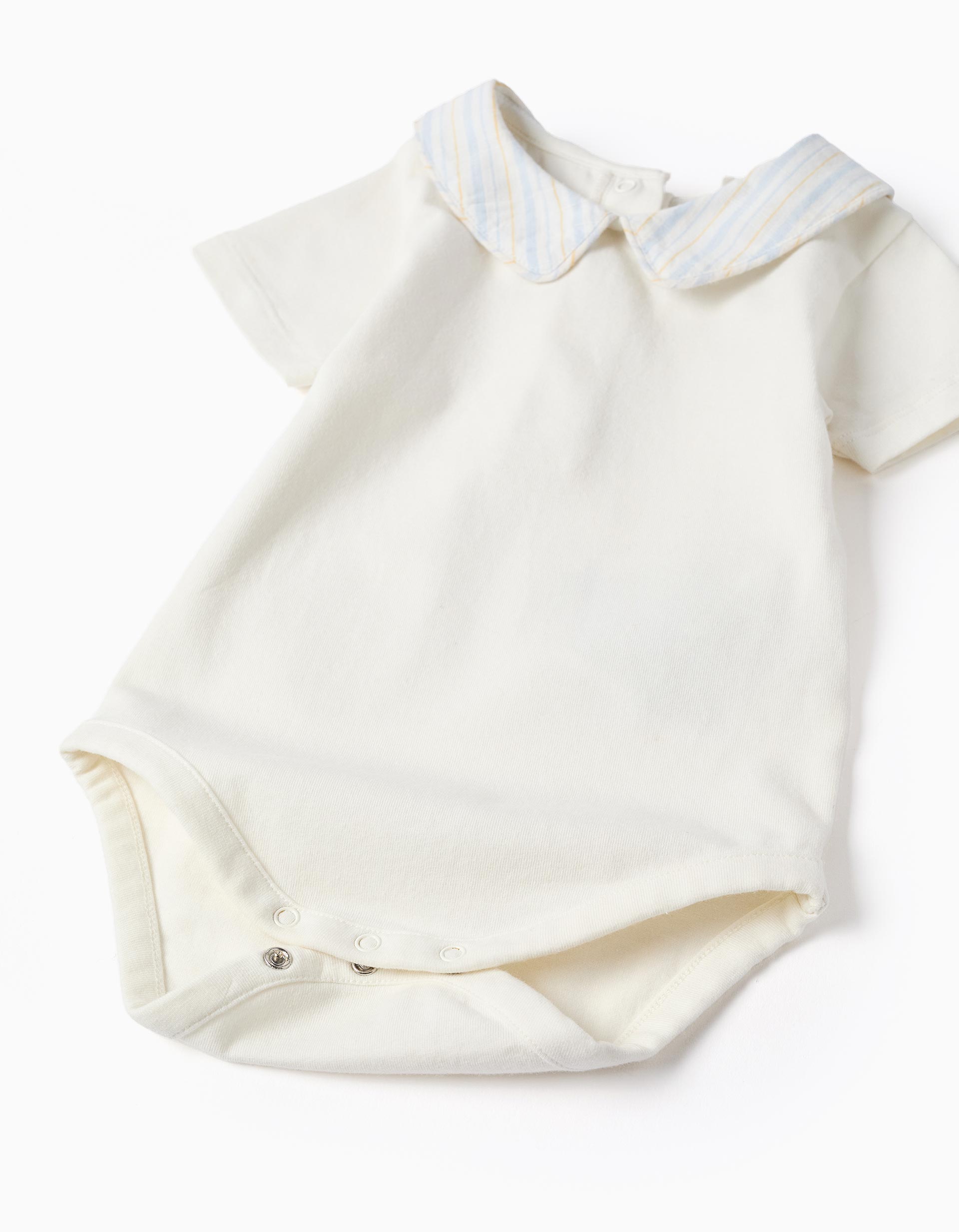 Cotton bodysuit + striped shorts B&S for newborns, white/yellow/blue