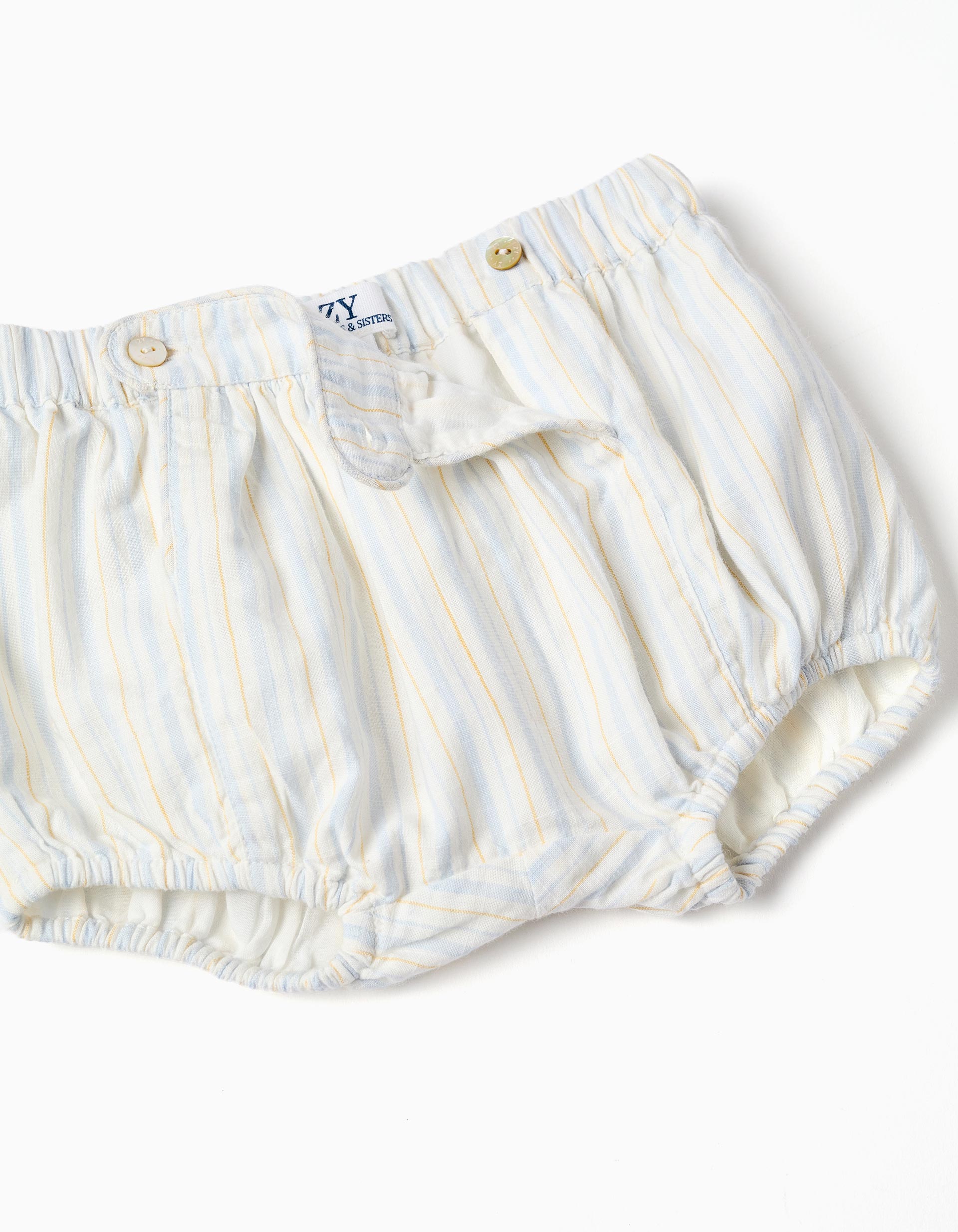 Cotton bodysuit + striped shorts B&S for newborns, white/yellow/blue