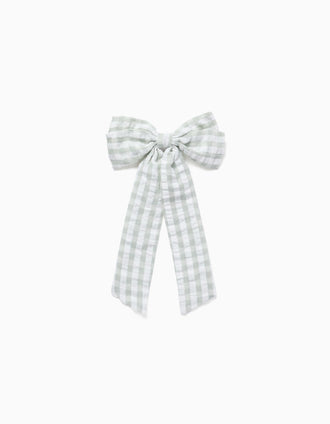 Travessão com laço Vichy B&S para bebé e menina, branco/verde